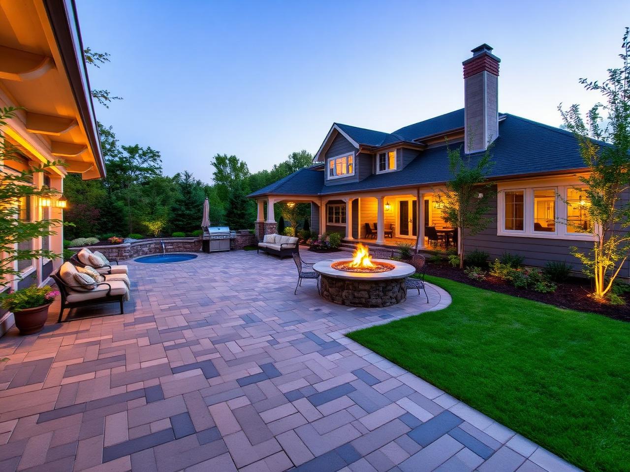 Backyard patio & fire feature