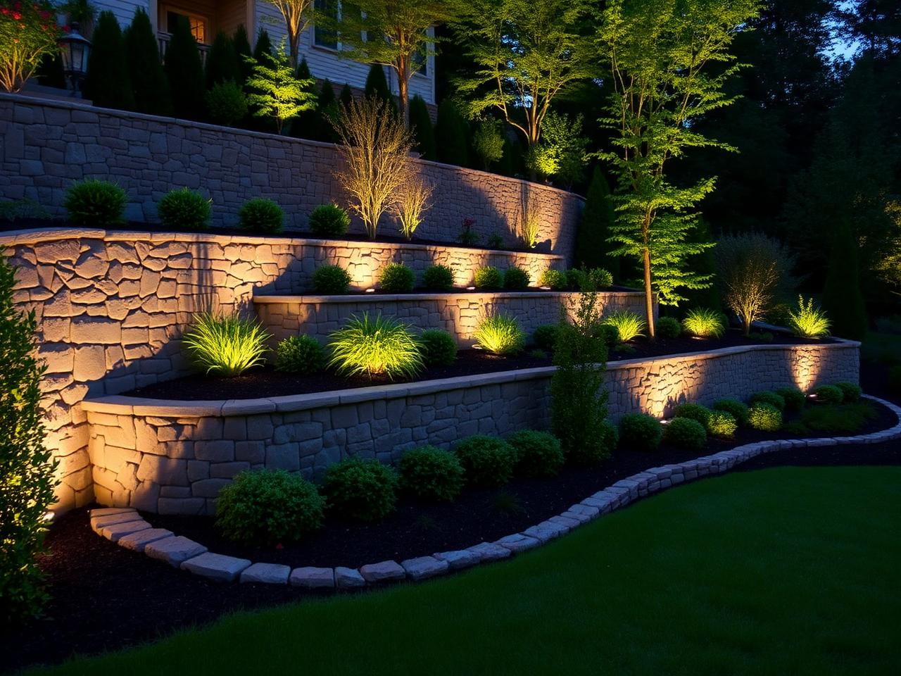 Tiered retaining walls